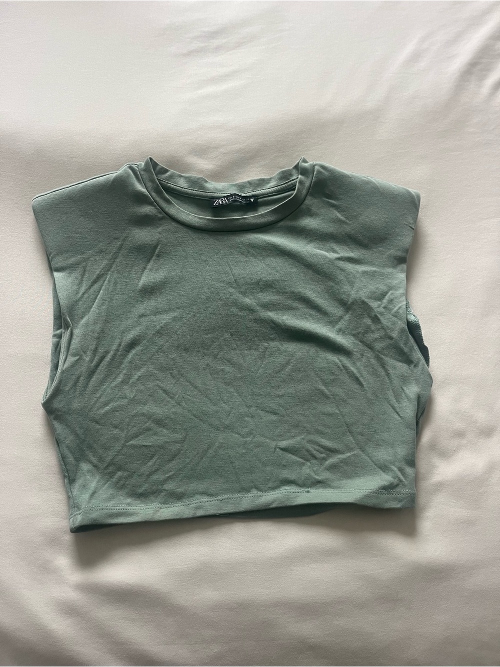 Zara Sage Green Sleeveless Crop Top